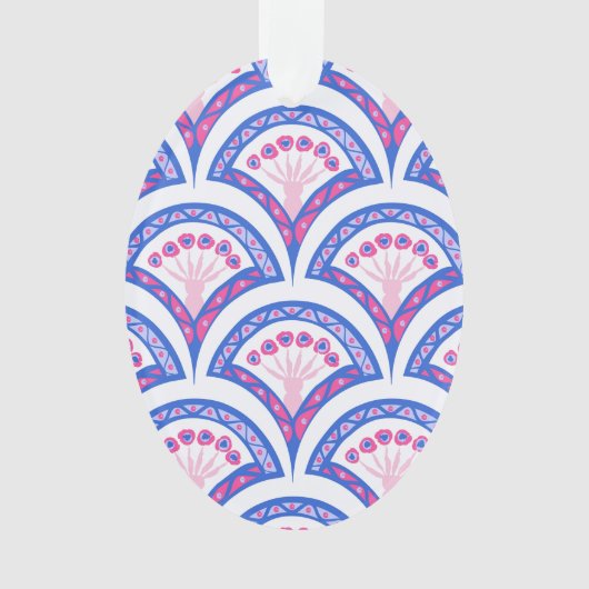 Blaues Damastmuster Ornament (Vorderseite)