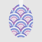 Blaues Damastmuster Ornament (Rückseite)