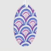 Blaues Damastmuster Ornament (Vorderseite)