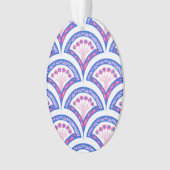 Blaues Damastmuster Ornament (Vorderseite)