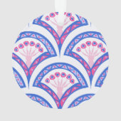 Blaues Damastmuster Ornament (Rückseite)