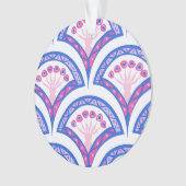 Blaues Damastmuster Ornament (Vorderseite)