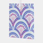 Blaues Damastmuster Ornament Aus Glas (Vorderseite links)