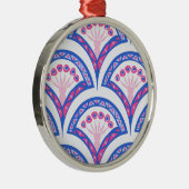 Blaues Damastmuster Ornament Aus Metall (Rechts)