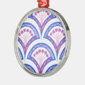 Blaues Damastmuster Ornament Aus Metall (Links)