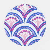Blaues Damastmuster Ornament Aus Metall (Rückseite)