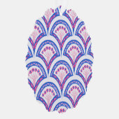 Blaues Damastmuster Ornament Karte (Rechts)