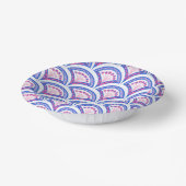 Blaues Damastmuster Pappteller (Gewinkelt)