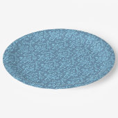 Blaues Damastmuster Pappteller (Schrägansicht)
