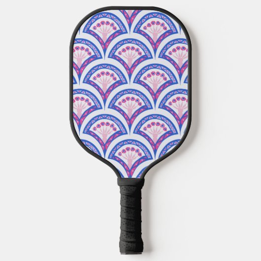 Blaues Damastmuster Pickleball Schläger (Vorderseite)
