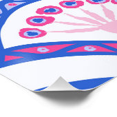 Blaues Damastmuster Poster (Ecke)