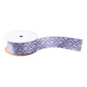 Blaues Damastmuster Satinband (Spule)