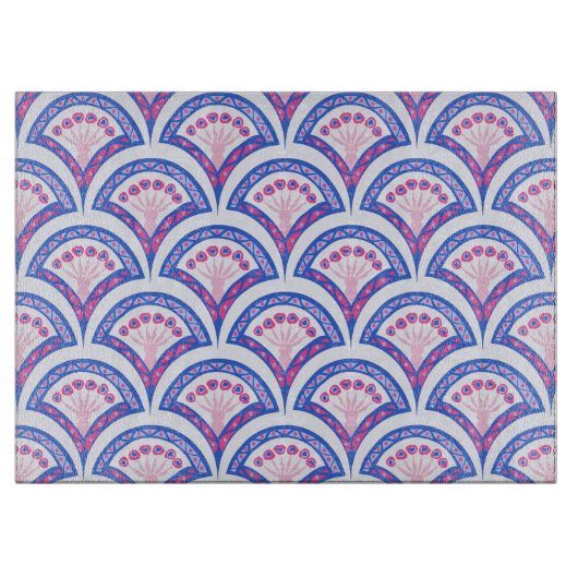 Blaues Damastmuster Schneidebrett (Vorderseite)