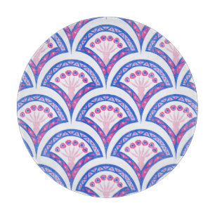 Blaues Damastmuster Schneidebrett