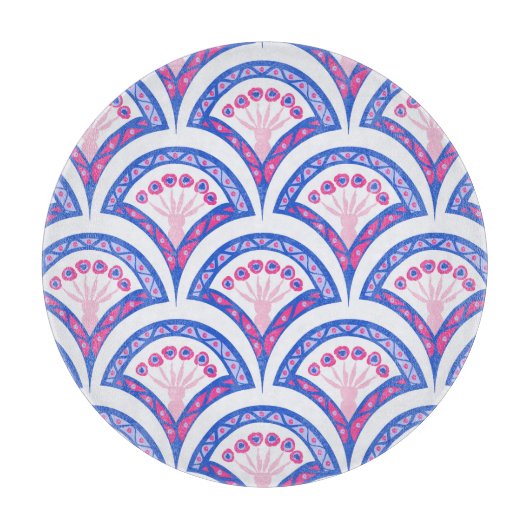 Blaues Damastmuster Schneidebrett (Vorderseite)