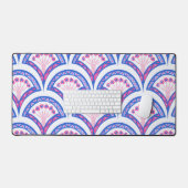 Blaues Damastmuster Schreibtischunterlage (Tastatur & Maus)