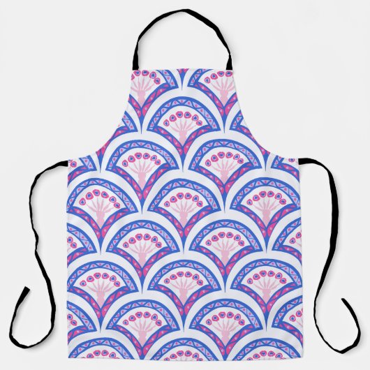 Blaues Damastmuster Schürze (Vorderseite)