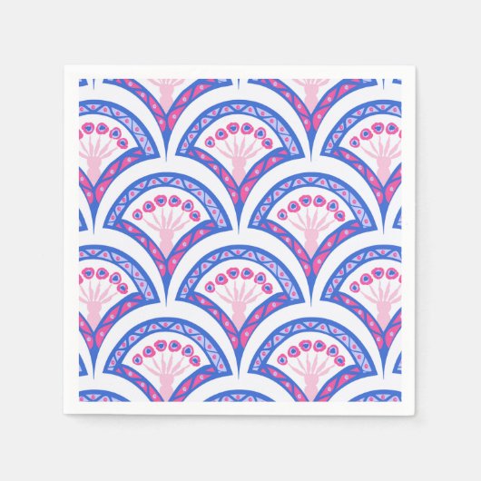 Blaues Damastmuster Serviette (Vorderseite)