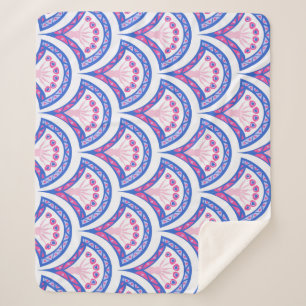 Blaues Damastmuster Sherpadecke