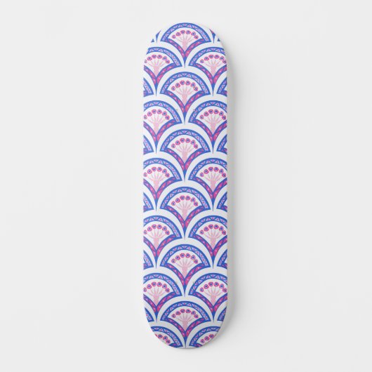 Blaues Damastmuster Skateboard (Vorderseite)
