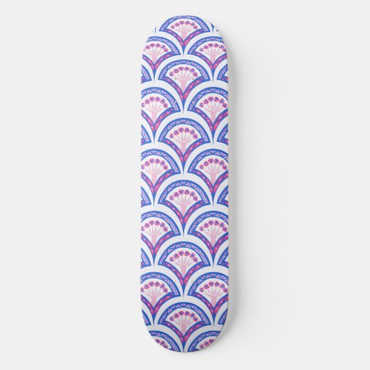 Blaues Damastmuster Skateboard (Vorderseite)