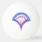 Blaues Damastmuster Tischtennisball (Rückseite)