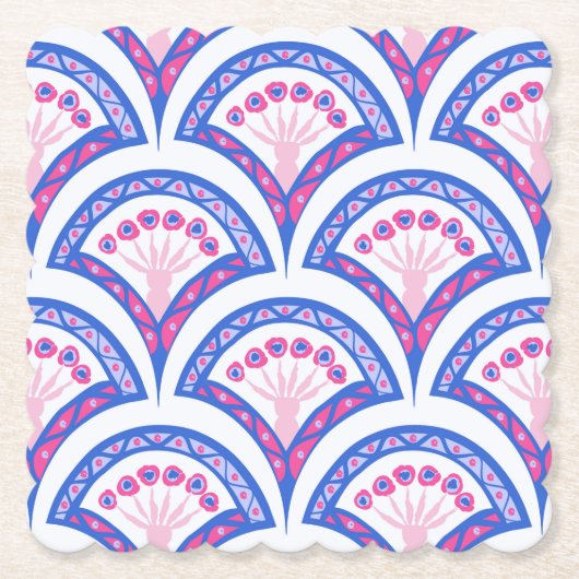Blaues Damastmuster Untersetzer (Vorderseite)