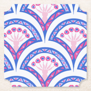 Blaues Damastmuster Untersetzer