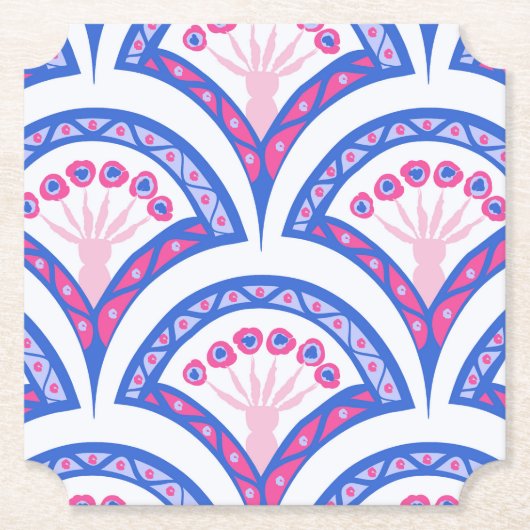 Blaues Damastmuster Untersetzer (Vorderseite)