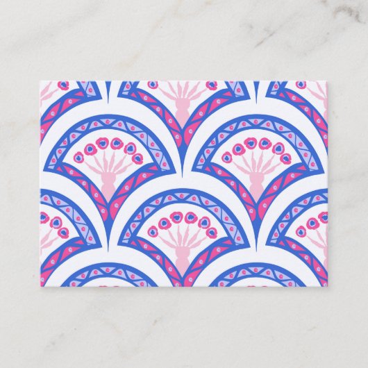 Blaues Damastmuster Visitenkarte (Vorderseite)