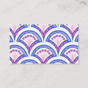 Blaues Damastmuster Visitenkarte