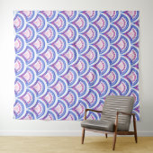 Blaues Damastmuster Wandteppich (Beispiel (Horizontal))