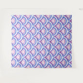 Blaues Damastmuster Wandteppich (Vorderseite (Horizontal))