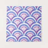 Blaues Damastmuster Wandteppich (Vorderseite (Horizontal))