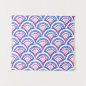 Blaues Damastmuster Wandteppich (Vorderseite (Horizontal))