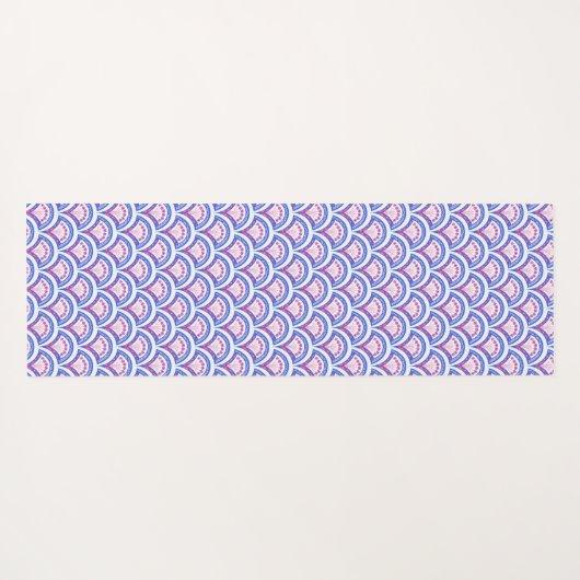 Blaues Damastmuster Yogamatte (Rückseite (Horizontal))