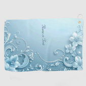 Blaues dekoratives Blumen-Golftuch Golfhandtuch (Horizontal)