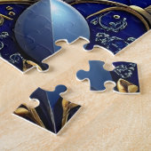 Blaues dekoratives Blumenpuzzle Puzzle (Seite)
