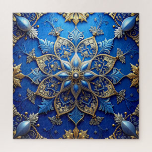 Blaues dekoratives Blumenpuzzle Puzzle