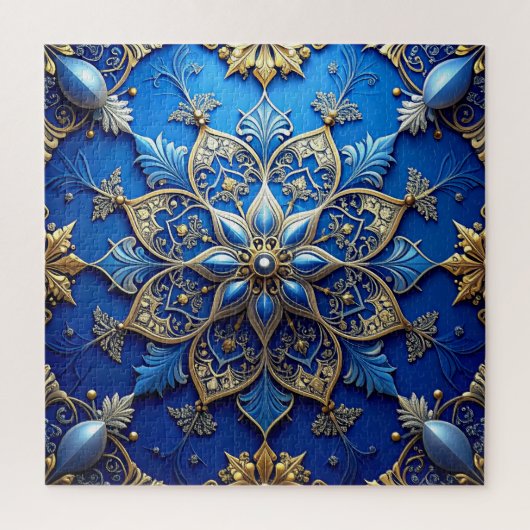 Blaues dekoratives Blumenpuzzle Puzzle (Vertikal)