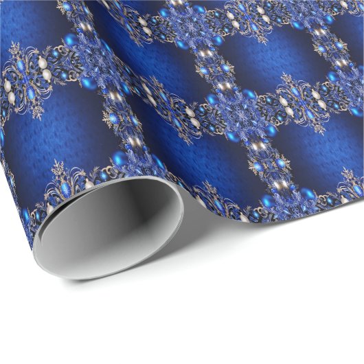 Blaues dekoratives Feiertags-Geschenkpapier Geschenkpapier (Rolleneckpunkt)