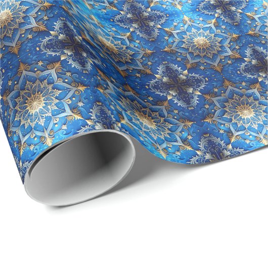 Blaues dekoratives Feiertags-Geschenkpapier Geschenkpapier (Rolleneckpunkt)