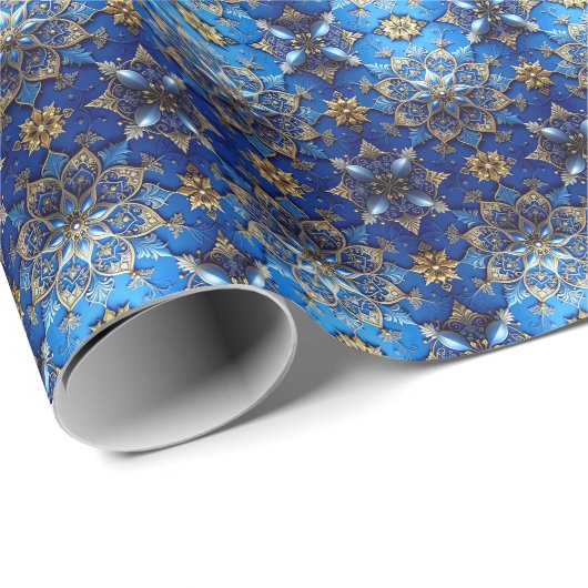 Blaues dekoratives Feiertags-Geschenkpapier Geschenkpapier (Rolleneckpunkt)