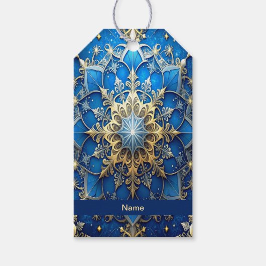 Blaues dekoratives Geschenk-Tag Geschenkanhänger (Vorderseite)
