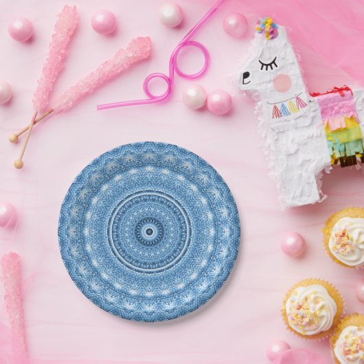 Blaues Dekorpapier Pappteller (Party)