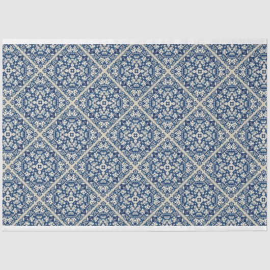 Blaues Delft-Fliesenmuster Entcouppapier Seidenpapier (Vorderseite)