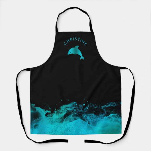 Blaues Delphin-Logo Schürze (Vorderseite)