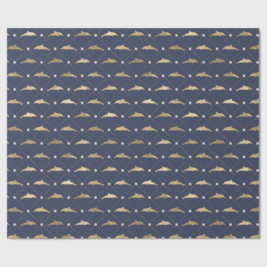 Blaues Delphin-Muster Geschenkpapier (Flach)