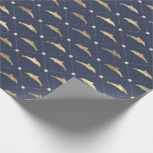 Blaues Delphin-Muster Geschenkpapier (Ecke)