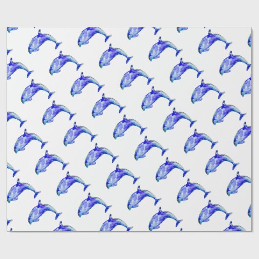 Blaues Delphin-Packpapier Geschenkpapier (Flach)